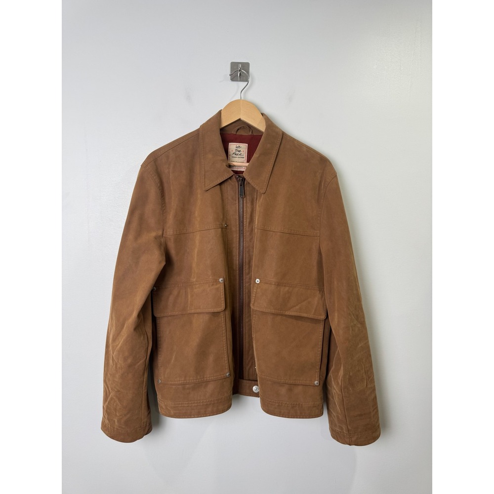 We The Free Free People Women Brown Vegan Leather Utility Jacket Large